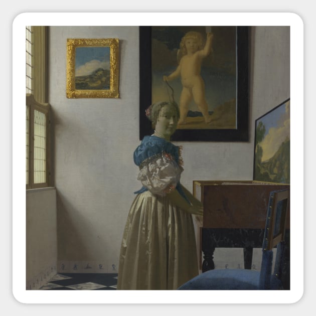 Lady Standing at a Virginal by Jan Vermeer Sticker by Classic Art Stall